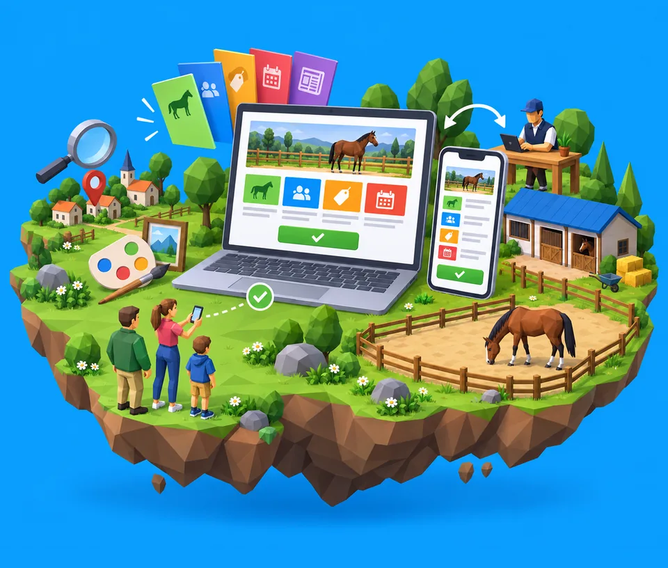 Reitschul-Website auf einem Computer